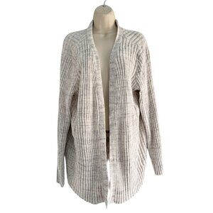 Lane Bryant Women’s Sz 16/18 Oatmeal Tan Open Front Laced Back Cardigan Sweater
